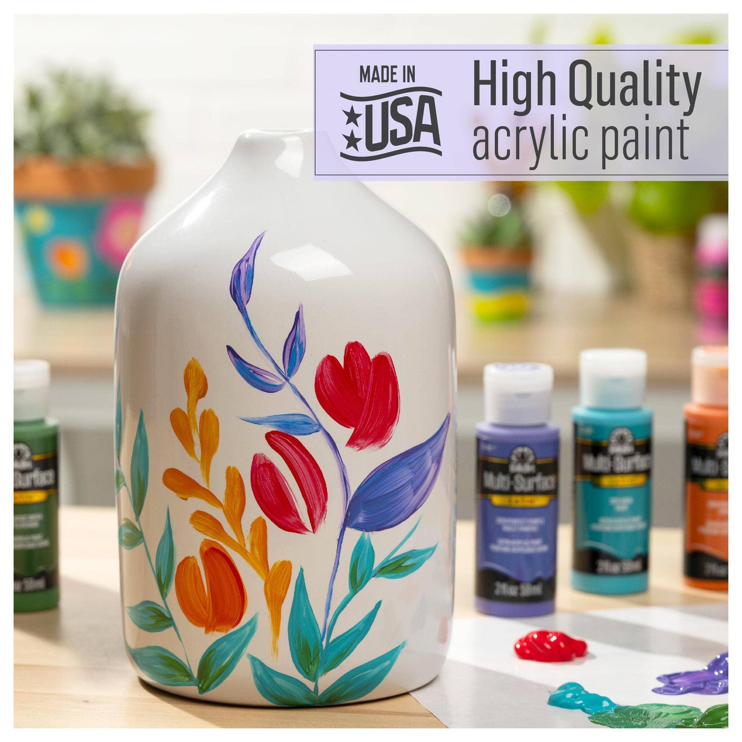 FolkArt MultiSurface Acrylic Paint Set Basics 10 Colors