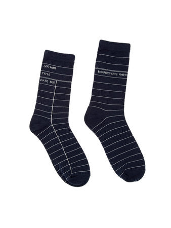 Library Card Socks - Navy