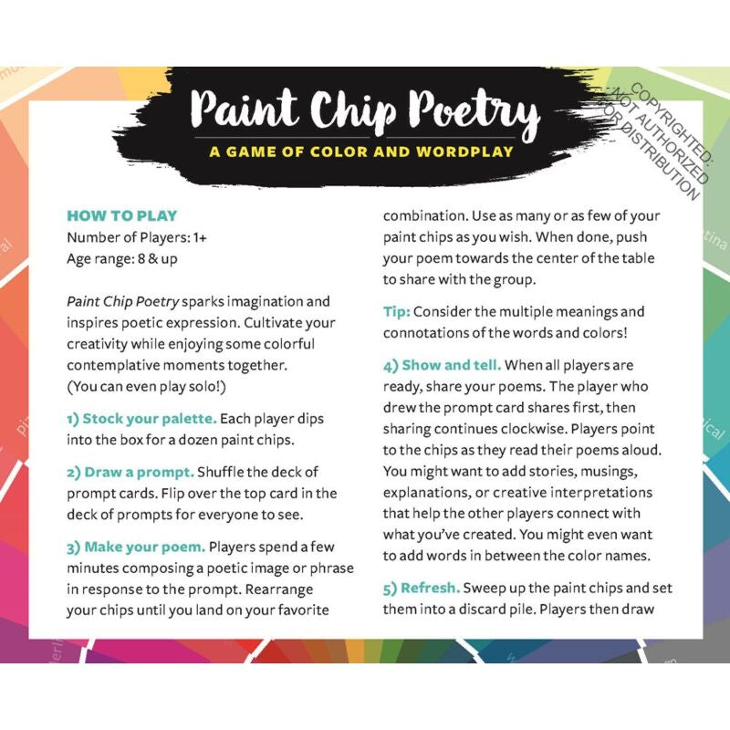 Paint Chip Poetry: A Game of Color and Wordplay
