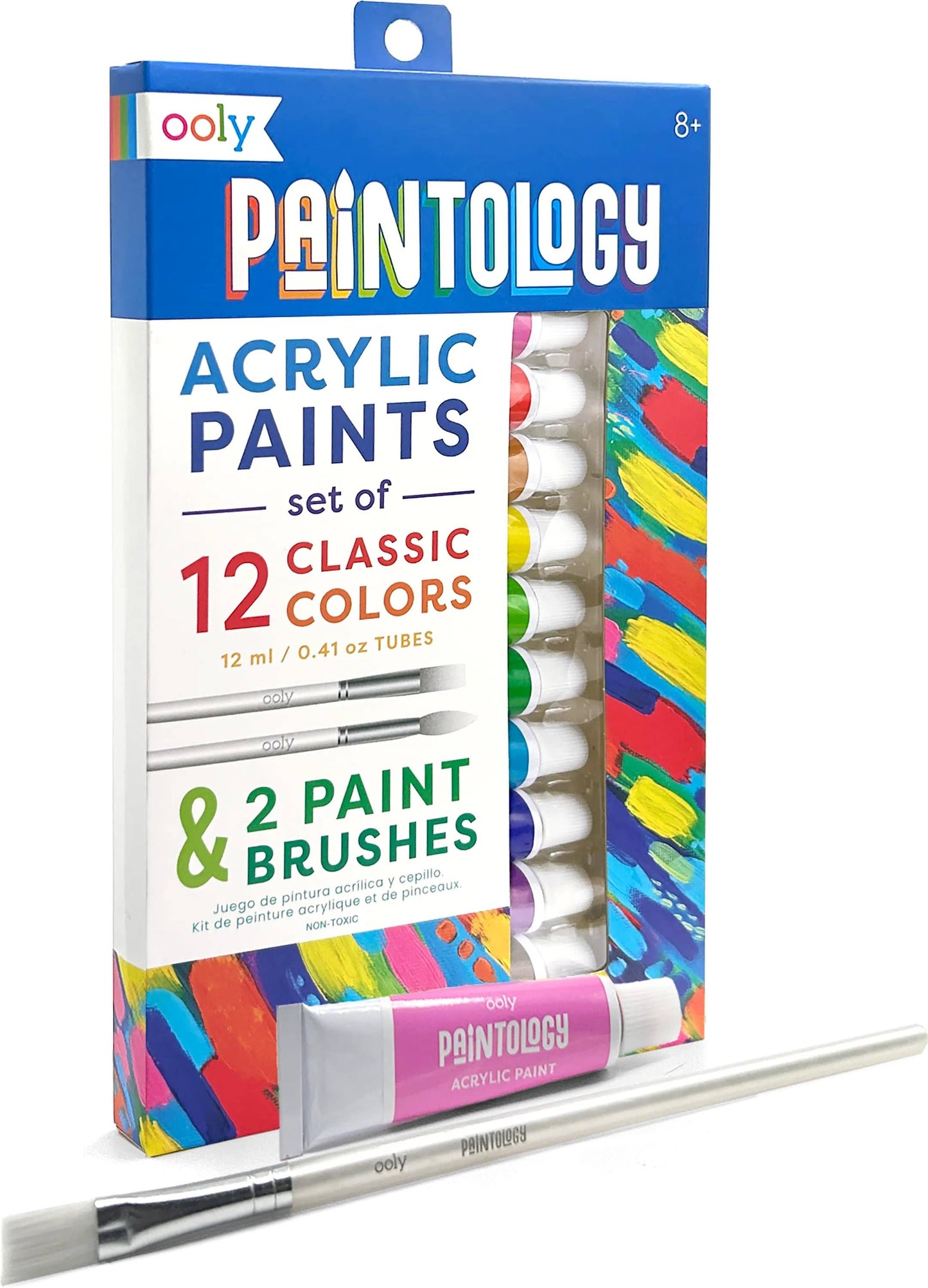 Paintology Acrylic Paints + 2 Brushes - Classic Colors