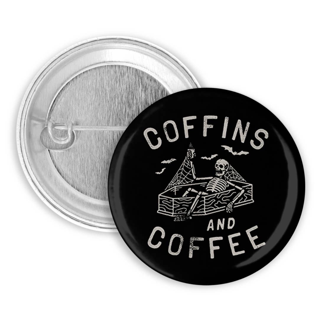 Coffins and Coffee Pinback Button, Badge, Pin