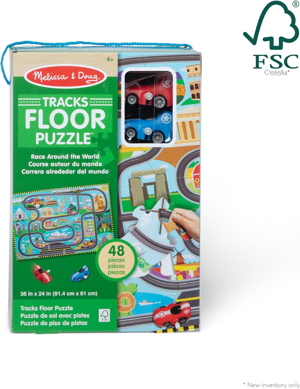 Melissa & Doug Race Track Floor Puzzle & Play Set
