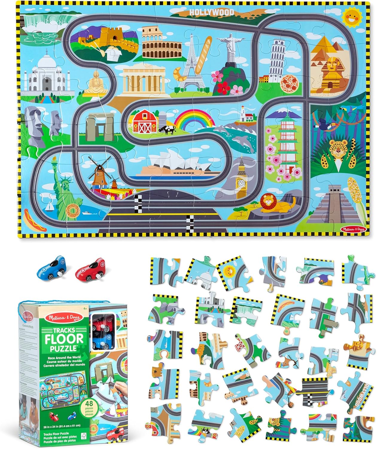 Melissa & Doug Race Track Floor Puzzle & Play Set