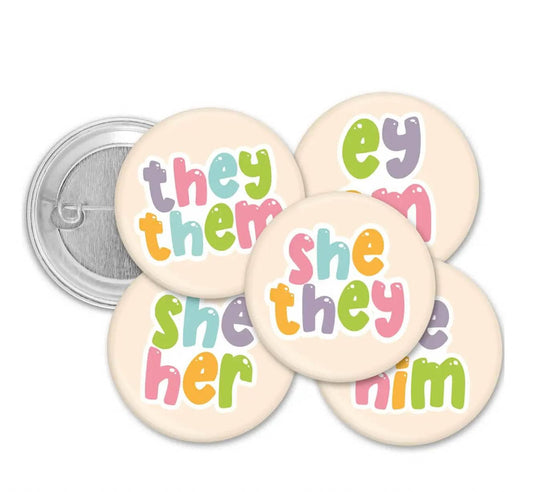 Pronoun Pinback Button Style 8